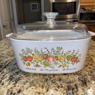 Corning Ware Spice Of Life 5 Liter Casserole Dish A - 5 - B W/ Pyrex Dome Lid A - 12c