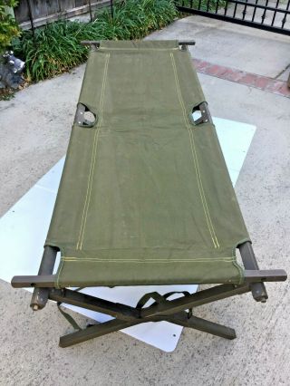 Excel.  Korean War (1953/54) Us Army Canvas/wooden Folding Cot