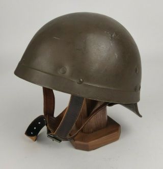 Post War French Army 50s Model Brown Tanker Armored Car Helmet With M1951