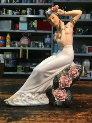 Brt Gorgeous Hand Painted Decorative Ceramic Attractive Chinese Lady Figurine