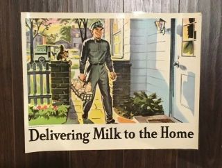 Vintage 1950s National Dairy Council Milkman Poster Dick & Jane Style Art 14x17