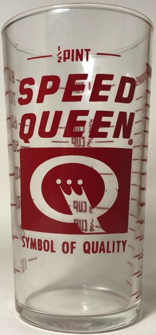 Vintage Speed Queen Advertising Glass Laundry Laundromat Soap Measuring Cup
