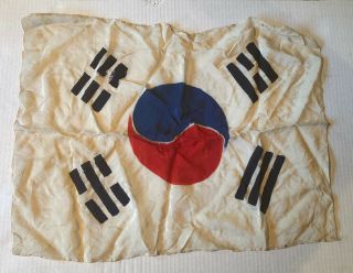 Korean War South Korea Flag,  Silk,  Hand Painted Usmc F9f Panther Pilot