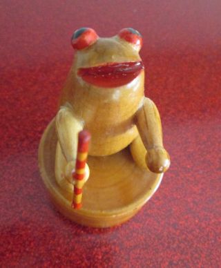 Vintage Hand Held Wooden Frog Pencil Sharpener