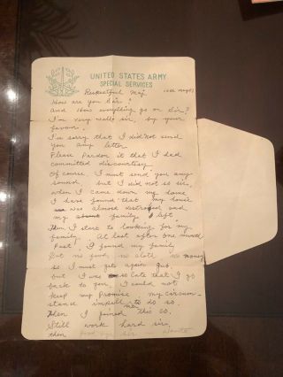 Korean War 1951 Us Army Special Services Leave Of Absence Letter Not Researched