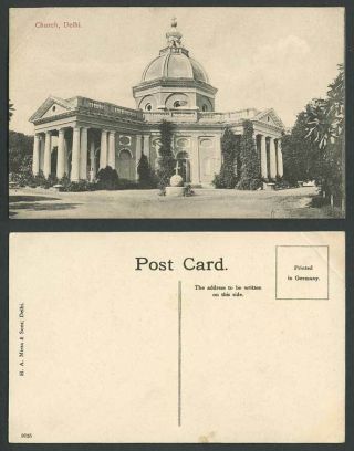 India Old Postcard Church Delhi Cross On A Ball British Indian H.  A.  Mirza & Sons