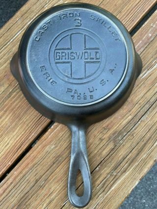 Griswold No.  3 Cast Iron Skillet Big Block Logo With Heat Ring P/n 709 B