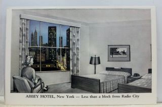 York Ny Nyc Abbey Hotel Radio City Postcard Old Vintage Card View Standard