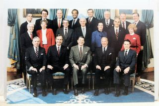 President Ronald Reagan Cabinet George Bush Don Regan Schultz Postcard Old View