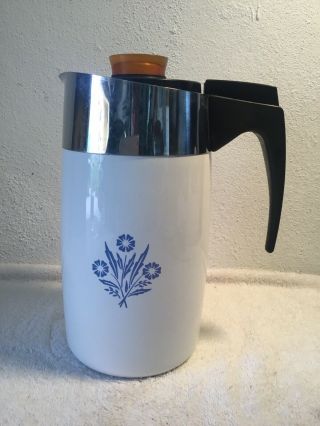 Vintage Corning Ware Blue Cornflower 10 - Cup Electric Coffee Percolator E - 1210