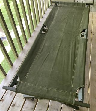 Military Us Army Canvas/wooden Folding Cot Camping
