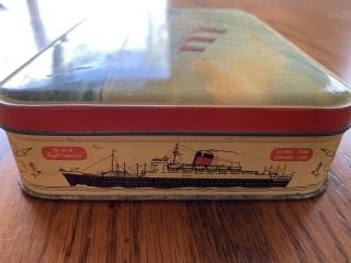 Vintage Benson ' s Confectionary candy tin Portrait of R.  M.  S.  Queen Mary Ship Line 3
