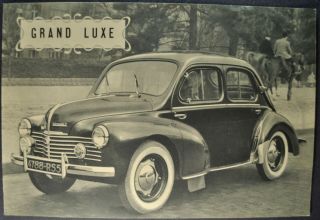 1950 - 1951 Renault 4cv Grand Luxe Brochure Sheet French Text