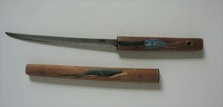 Vintage Samurai Sword Letter Opener In Wood Sheath - Japan