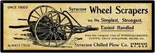 1901 Syracuse Chilled Plow Co.  Wheel Scrapers Metal Sign: York - 6 X 18 "