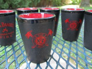 Set of 6 Jack Daniel ' s Tennessee Fire Dept.  Whiskey Whisky Ceramic Shot Glasses 2