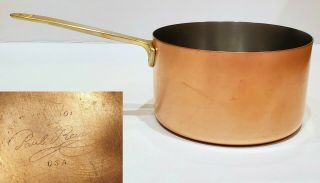 Vintage 1801 Paul Revere Ware Copper 2 Qt Saucepan Pot W/ Brass Handle