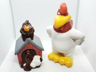 Looney Tunes Foghorn Leghorn Dog And Chicken Hawk Salt And Pepper Shaker Set