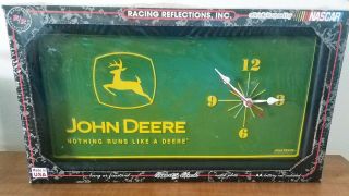 John Deere Clock License Plate Metal Usa Advertising Nascar Racing Reflections