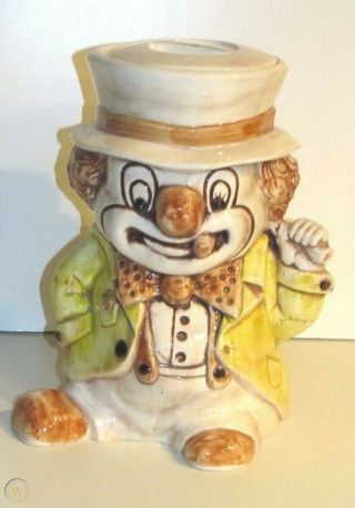 Vintage Hobo Clown Cookie Jar Treasure Craft