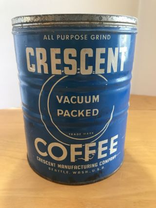 Vintage Crescent Coffee Tin Seattle,  Washington Spice