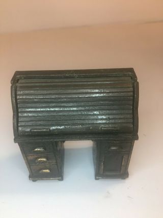 Vintage Die Cast Metal Miniature Roll Top Desk Pencil Sharpener