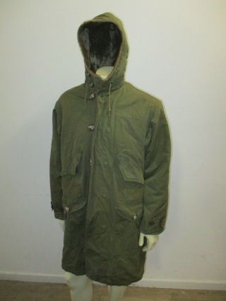 Vintage Us M - 1947 M - 47 Army Winter Overcoat Parka Type With Pile Liner Small