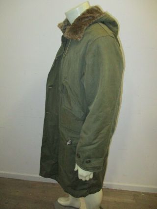 Vintage US M - 1947 M - 47 Army Winter Overcoat Parka Type With Pile Liner SMALL 2