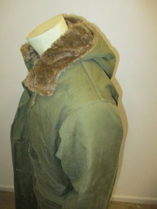 Vintage US M - 1947 M - 47 Army Winter Overcoat Parka Type With Pile Liner SMALL 3
