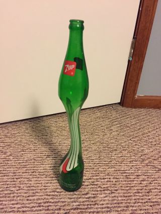 Vintage 7up Stretched Out Soda Pop Glass Bottle 70s Retro Art Seven Up 7 Up