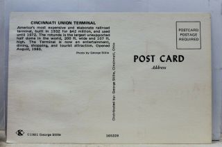Ohio OH Cincinnati Union Terminal Postcard Old Vintage Card View Standard Post 2