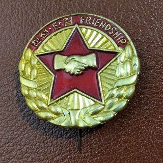 Dprk North Korea Friendship Pin Badge