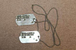 Korean War 1952 D.  U.  S.  Army Soldiers Dog Tags On Beaded Chain