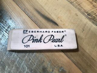 Large Pink Pearl Eraser Advertisement 9 3/4 " X 3”.  1984 Think Big,  Nyc