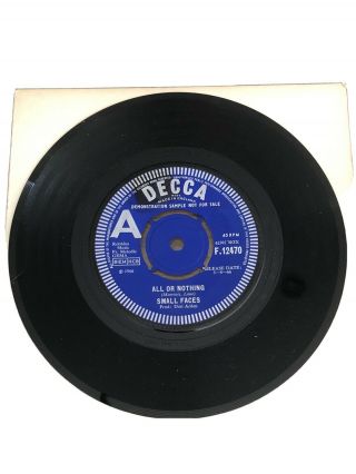 Small Faces All Or Nothing Uk Decca Demo Promo 7” Single Near