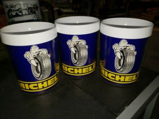 Vintage Michelin Man Set Of Of 3 Thermo - Serv Plastic Mugs Coffee Cups Buy It Now