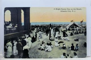 Jersey Nj Atlantic City Beach Bright Sunny Day Postcard Old Vintage Card Pc
