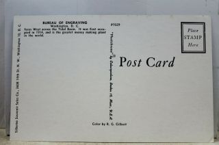 Washington DC Bureau of Engraving Tidal Basin Postcard Old Vintage Card View PC 2