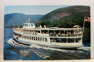 York Ny Lake George Shelving Rock Mv Mohican Postcard Old Vintage Card View