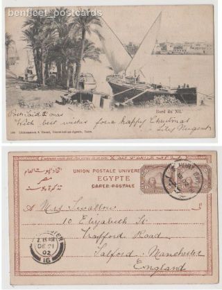 Early Postcard,  Egypt,  Bord Du Nil Old Boats,  Card,  1902,