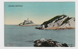 Great Old Card Mumbles Lighthouse Swansea The Gower Wales Around 1910