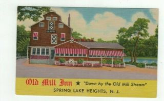 Nj Spring Lake Hts Jersey Antique Linen Post Card " Old Mill Inn "