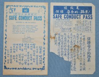 Two Korean War Safe Conduct Pass Leaflets