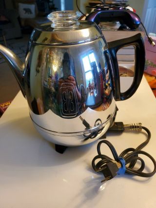 Vtg General Electric Ge Automatic Percolator 13p30 Pot Belly Chrome,  9 Cup
