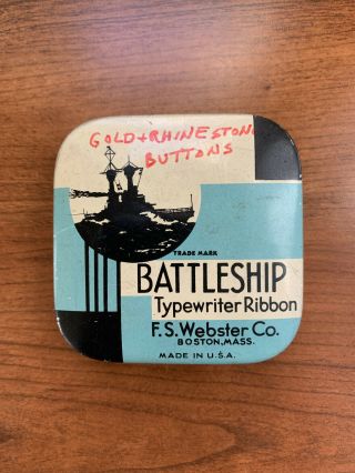 Vintage Battleship Typewriter Ribbon Tin
