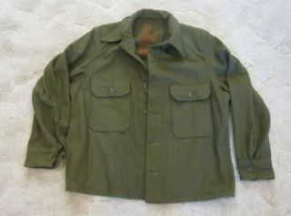 Vintage Us Military Olive Green 108 Wool Field Shirt Large