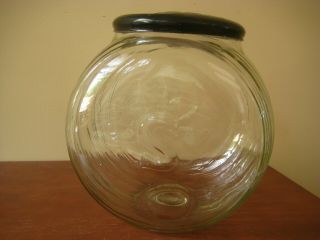 Vintage Hoosier Cabinet Glass Canister Jar W/ Metal Lid & Letter S On Sides