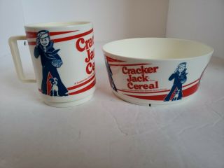 Vintage Cracker Jack Cereal Bowl/mug Plastic Round Sailor Advertising Rare