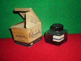 Parker Vintage Bottle Inkwell Of Quink,  Diamond Shaped,  Made In Brasil
