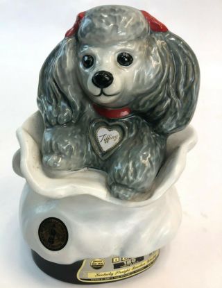 Vintage Beam 100 Porcelain Tiffany & Co Gray Porcelain Poodle Dog Decanter Bottl